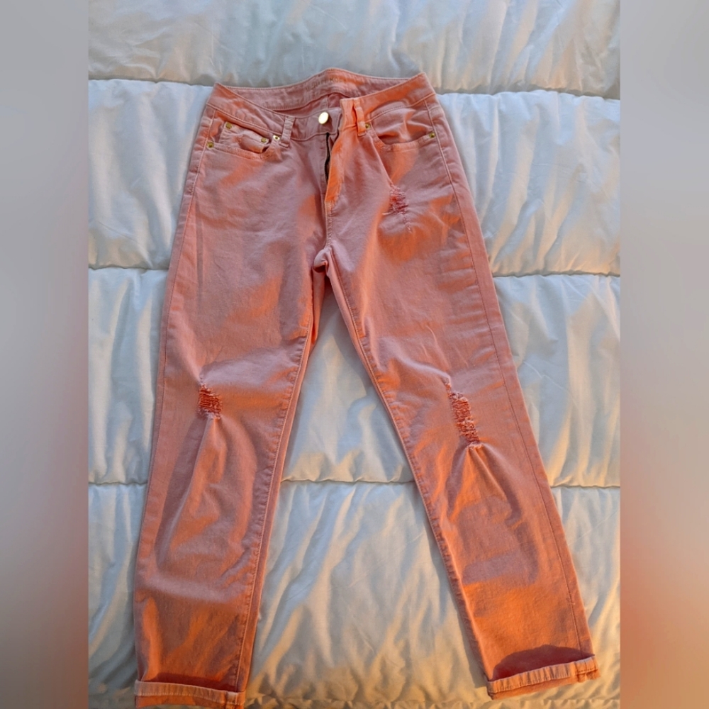 Michael Kors Izzy Cropped Skinny Pink Jeans